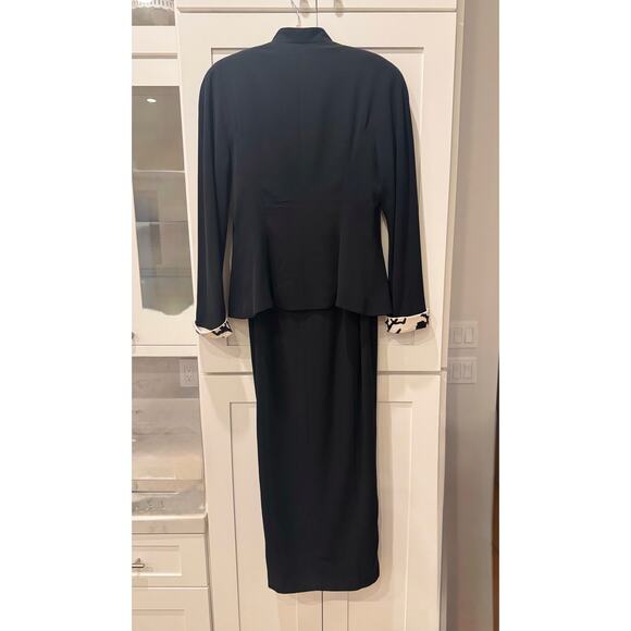 Daymore Couture Gown Sz 14 2-pc Blazer Sheath Black & White Sequins MOB Formal - Picture 4 of 16